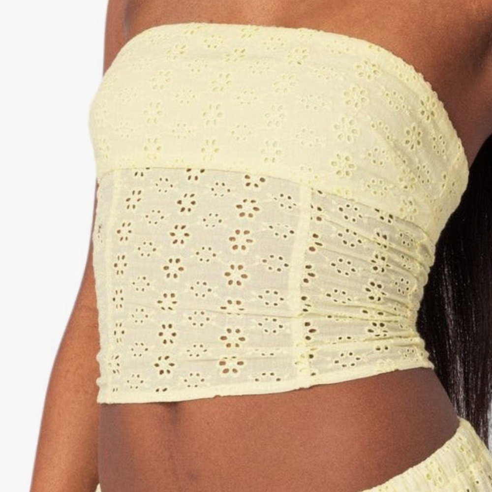 NWT Women yellow eyelet‎ corset top 
 whimsigoth Y2K fairycore coquette size M - Picture 9 of 11